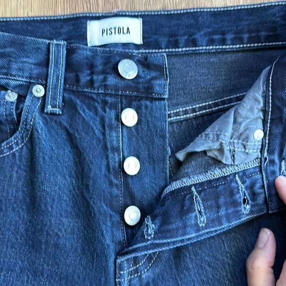Pistola Dark Wash Button Fly Straight Leg Jeans High Rise - Picture 5 of 6